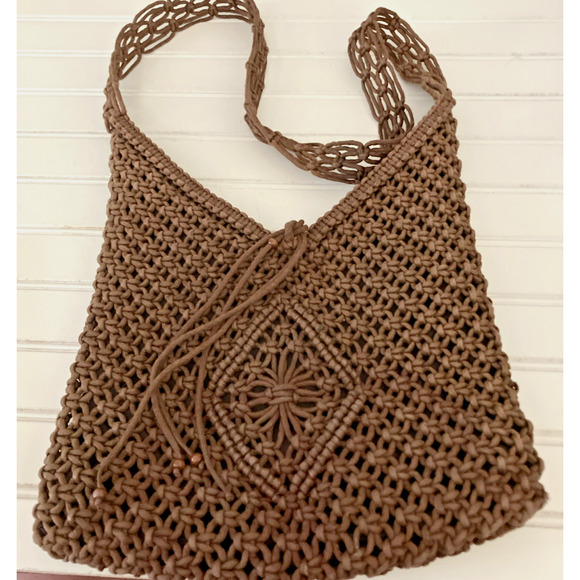 Y2k Old NAVY Bag Purse Shoulder strap Woven Macrame Bohemian Hippy Festival - Picture 1 of 7